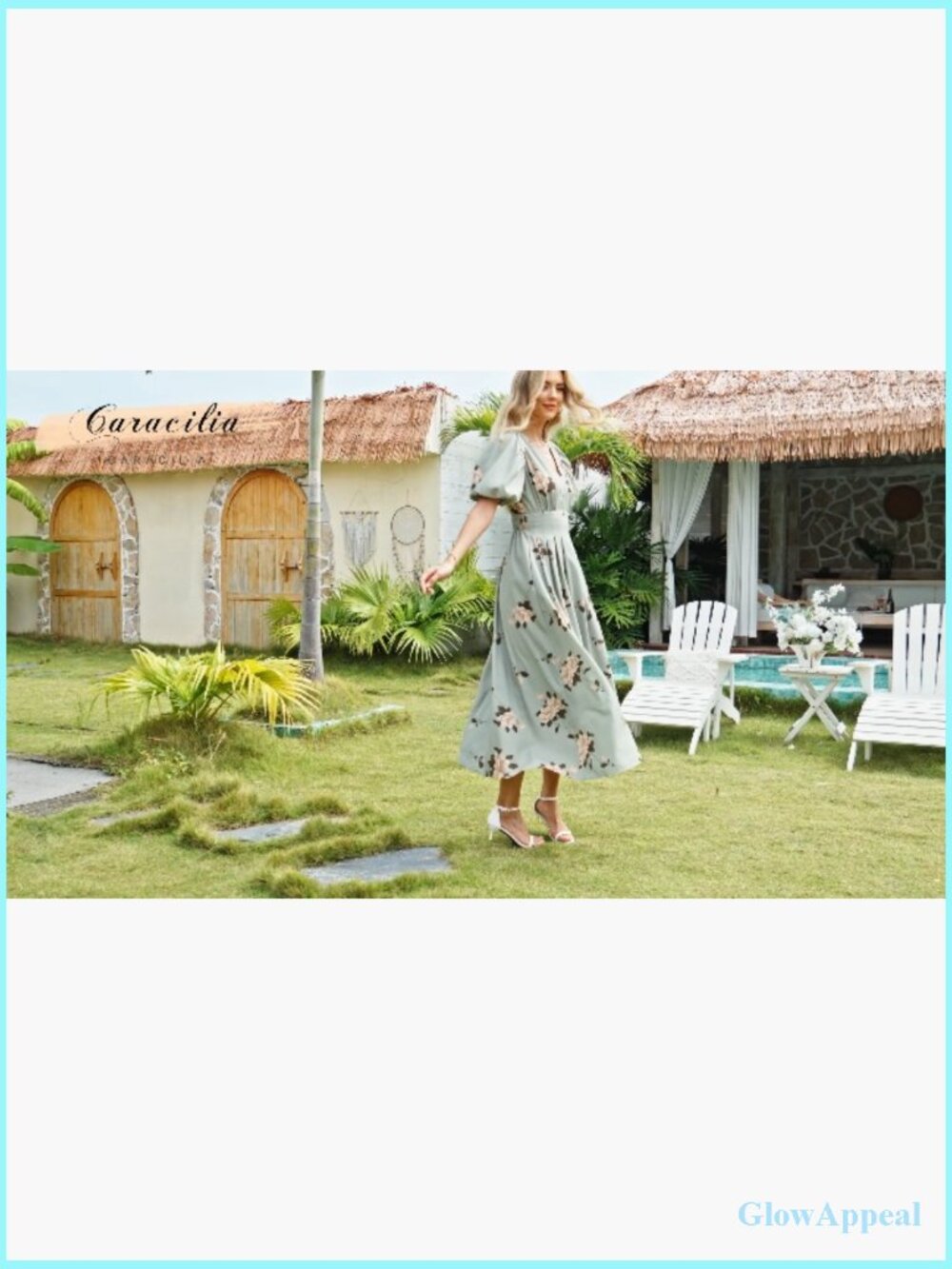 Floral A-Line Puff Sleeve Maxi Dress for Weddings & Parties - Picture 7 of 7